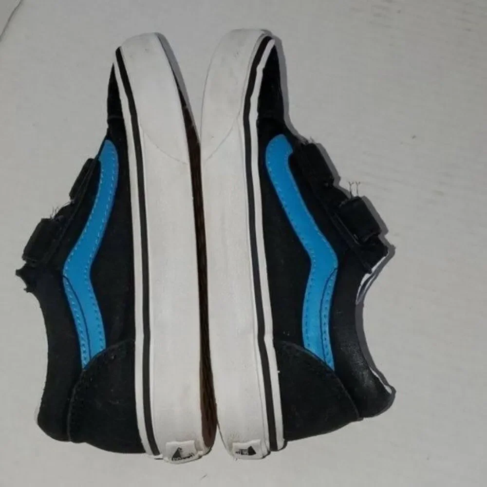 Vans SNEAKERS Kids Shoes Old Skool V Skate Black Blue KIDS YOUTH 13